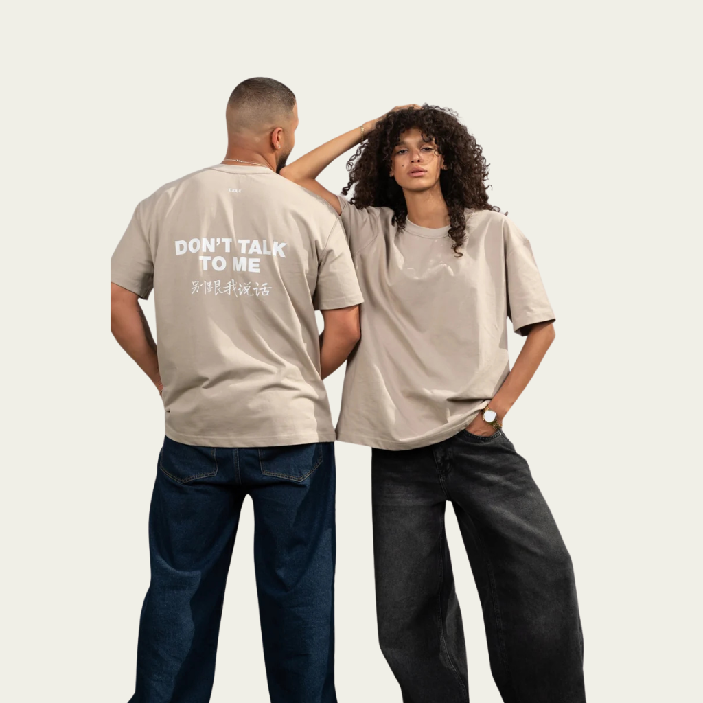 "Don't Talk To Me" Oversized Beige tee