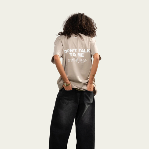 "Don't Talk To Me" Oversized Beige tee