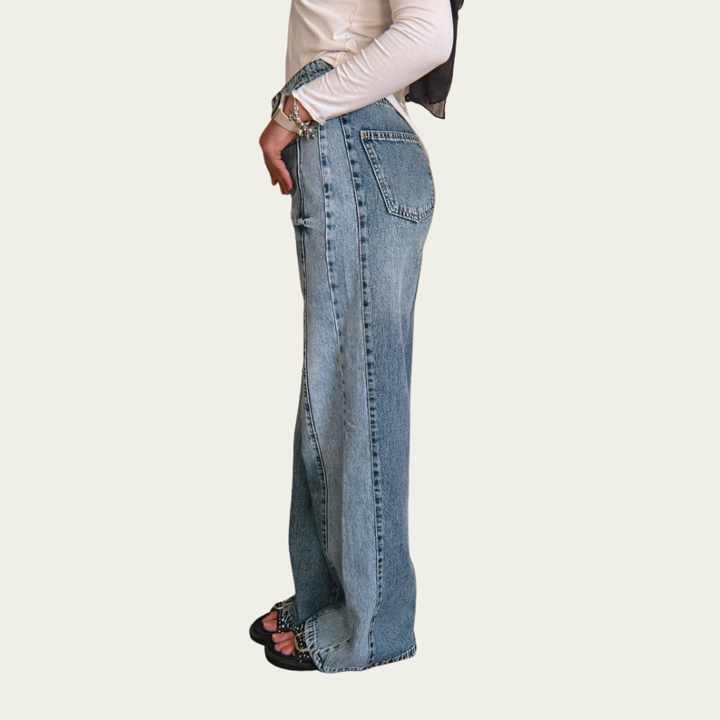 Split Tone Denim Pants