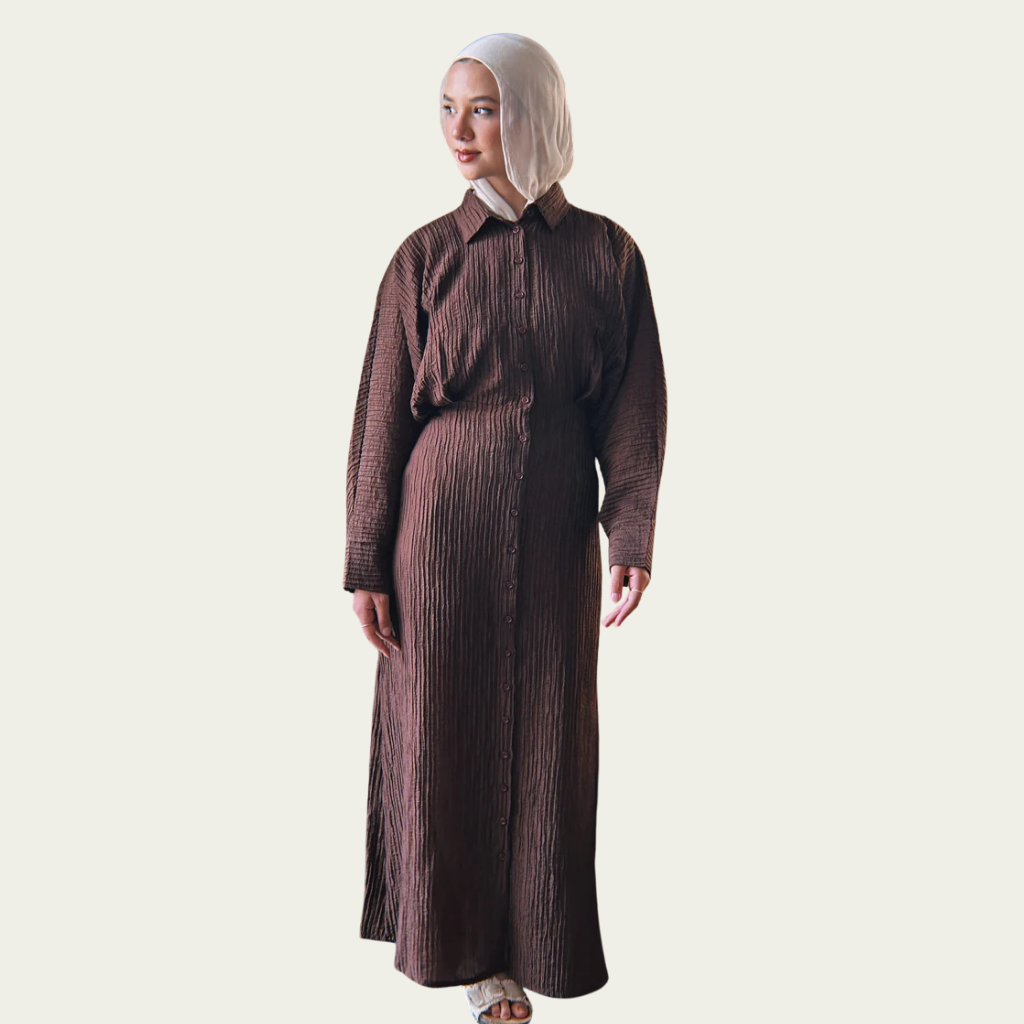 Dreamy Crinkled Dress - Brown