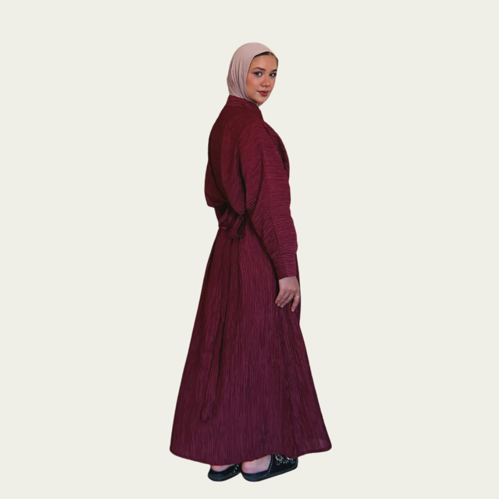 Dreamy Crinkled Dress - Deep Burgundy