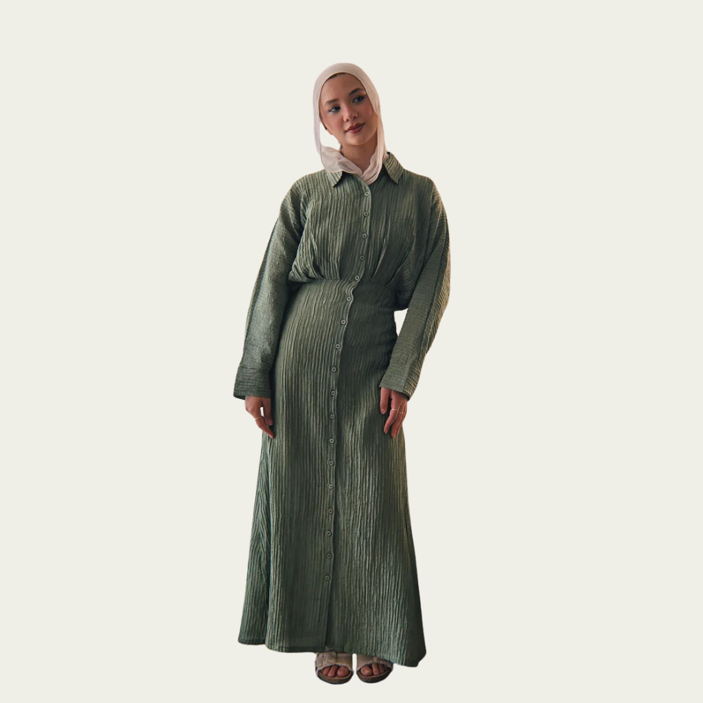 Dreamy Crinkled Dress - Olive