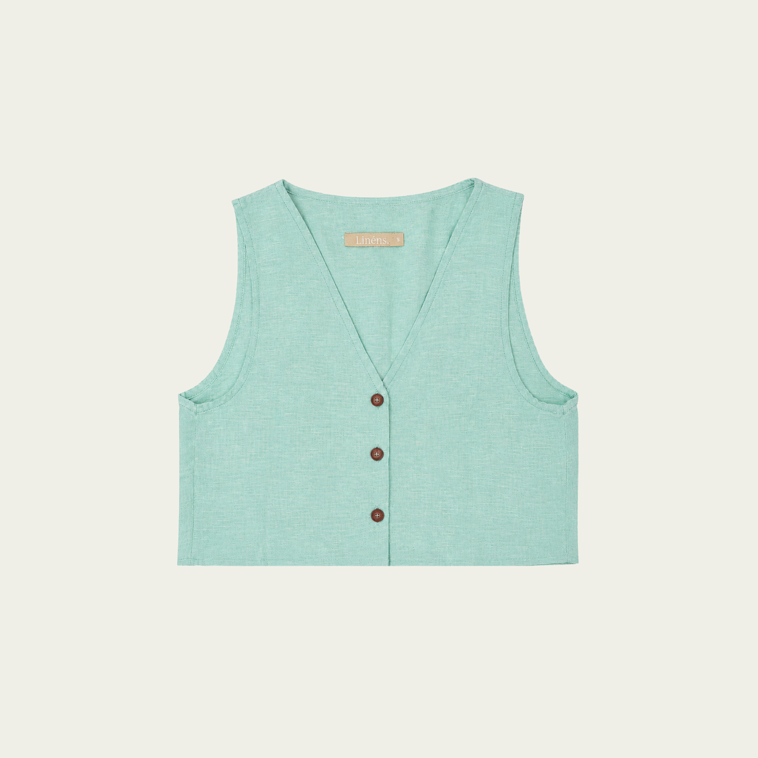MINT LINEN CROPED VEST
