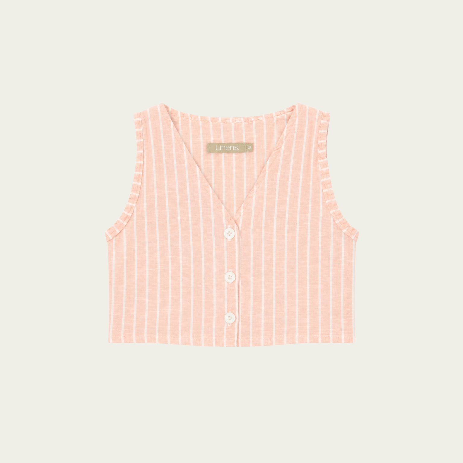PINK x WHITE LINEN CROPED VEST
