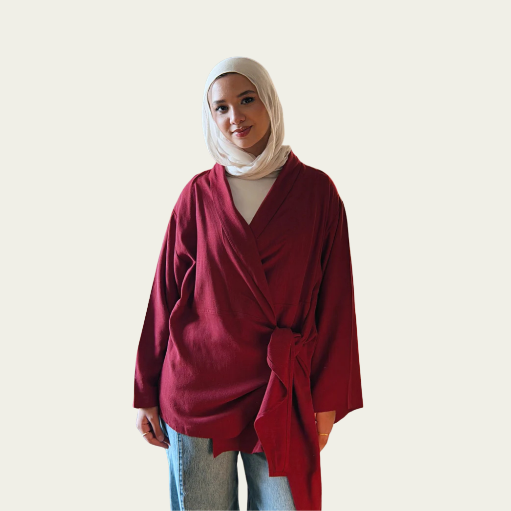 Softly Wrap Kimono - Deep Burgundy