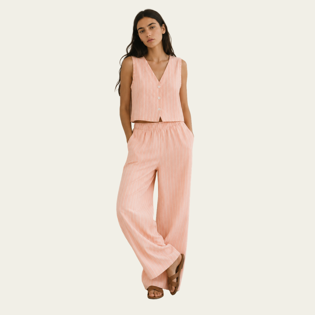 PINK x WHITE STRIPED LINEN PANTS